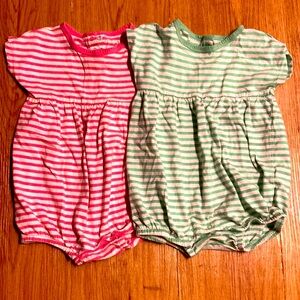 Primary pink and green bubble romper lot 18-24 months